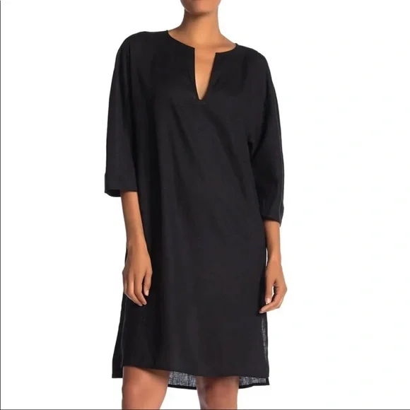 black linen a line dress Lanhtropy Athina Midi Linen Dress main image 0